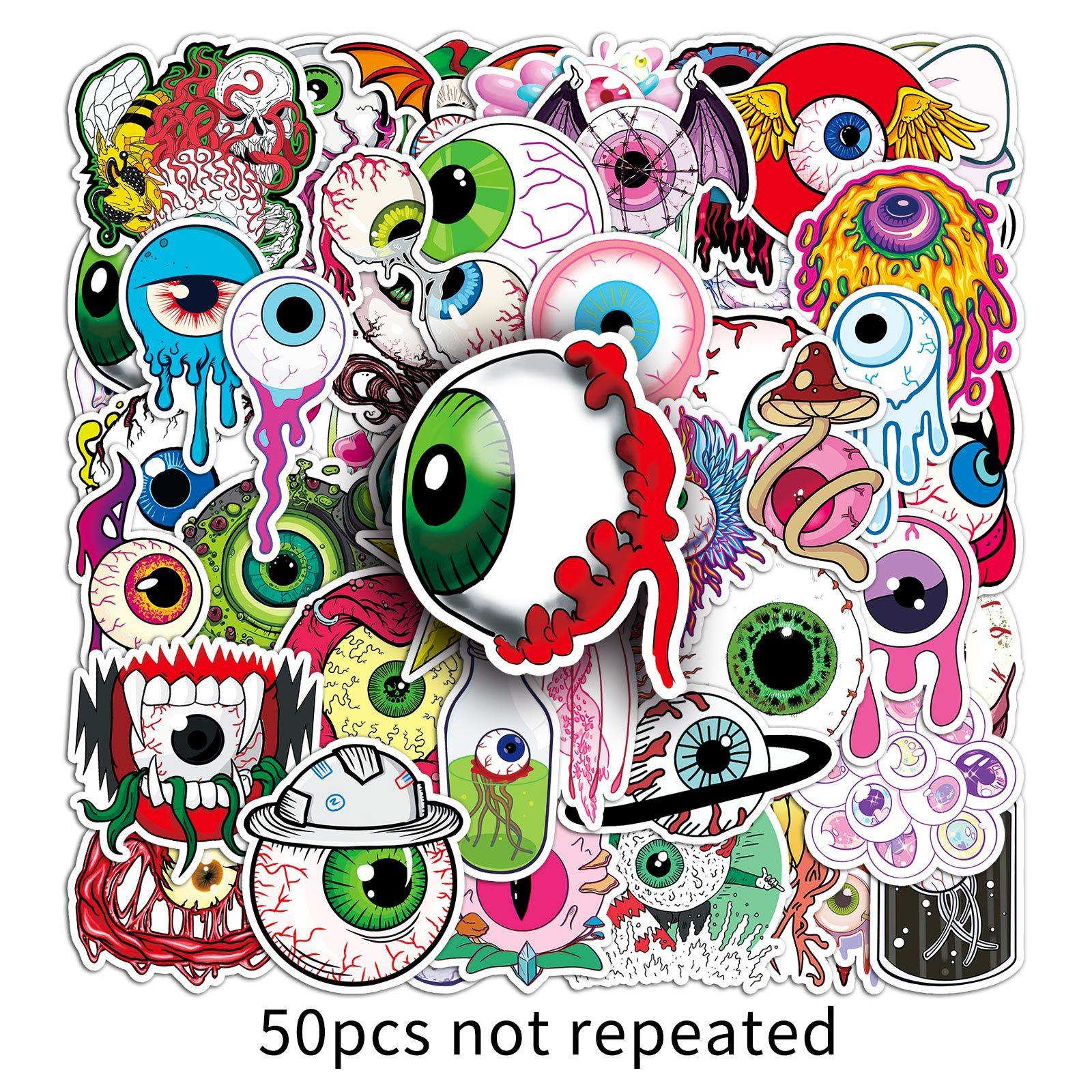 

50 Eyeball Graffiti Stickers Personality Horror Trend Cool Play Decorative Mobile Phone Case Water Cup Skateboard Stickers
