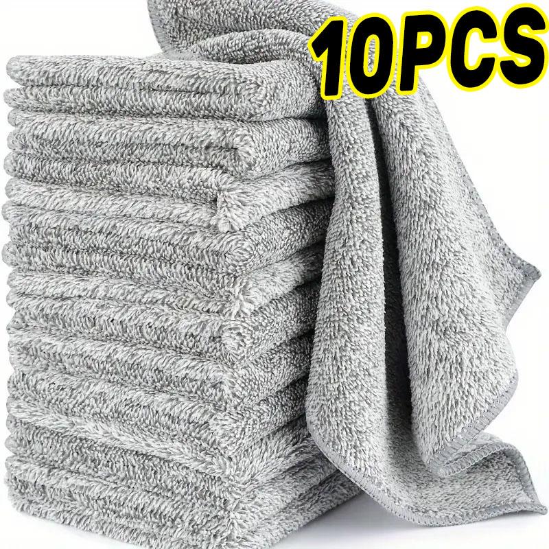 1/50pcs Gray Bamboo Charcoal Thickened Super Absorbent Dishcloth Oil Resistant Kitchen Wipes Microfiber Cleaning Cloths