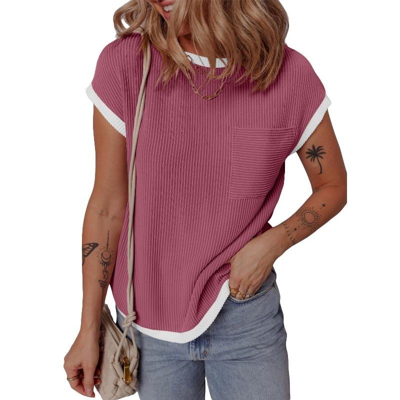 BITCED Women's Fashion Casual Short Sleeve O-Neck Blouses & Shirts