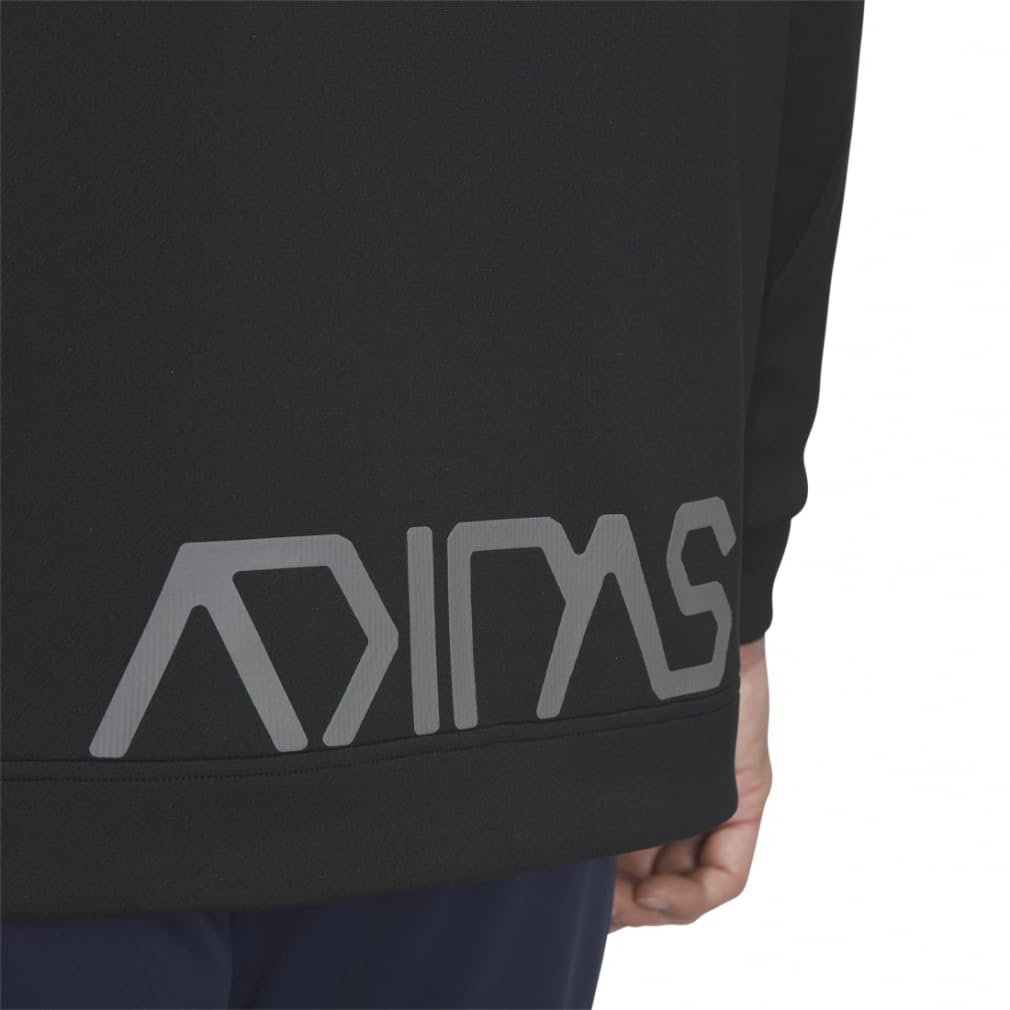 Adidas Golf Golf Polo Shirt Wording Graphic Mock Neck Long Sleeve Shirt Black Men's