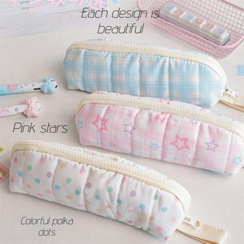 Multifunctional Pencil Case Lattice Stationery Bag Aesthetic Pencil Bag School