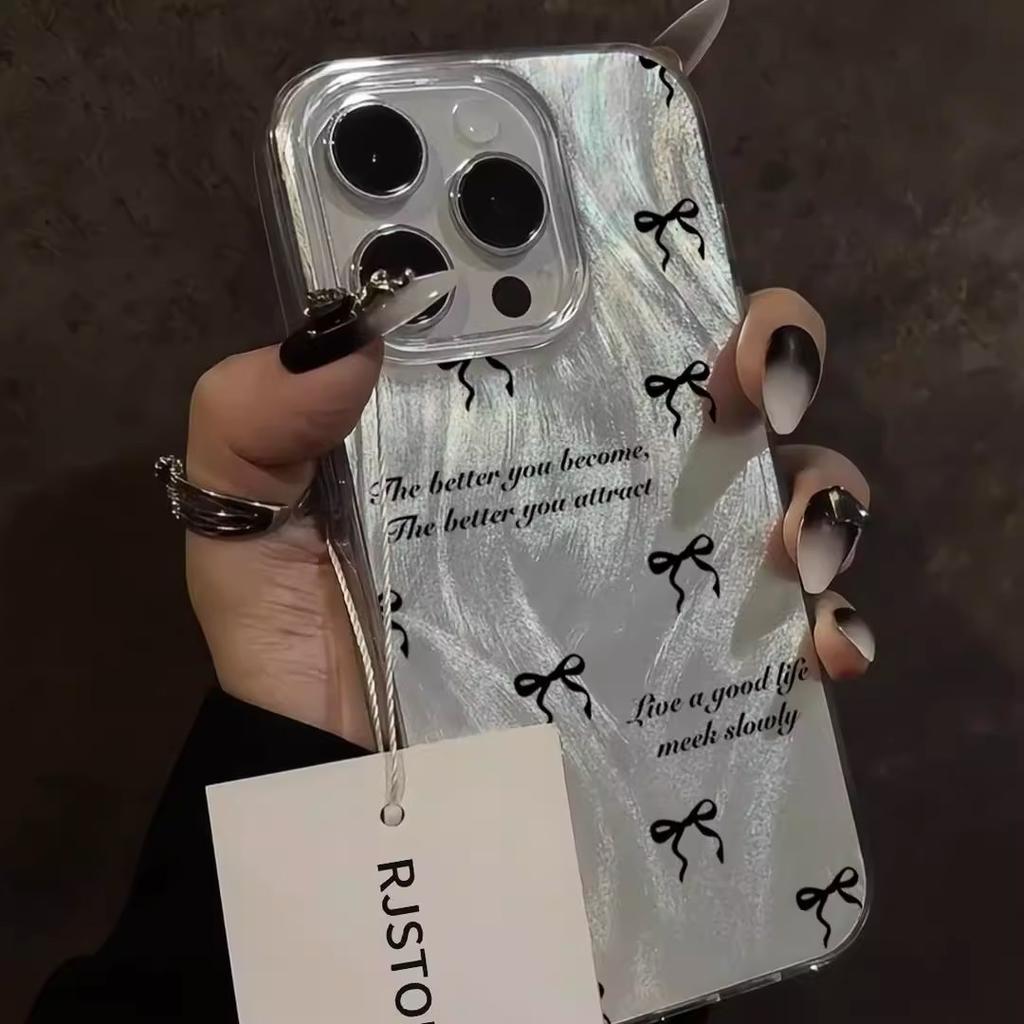 Black bow iPhone13PRO14 Apple 15 feather case 1211XR/XS anti-skid, anti-drop and anti-fingerprint