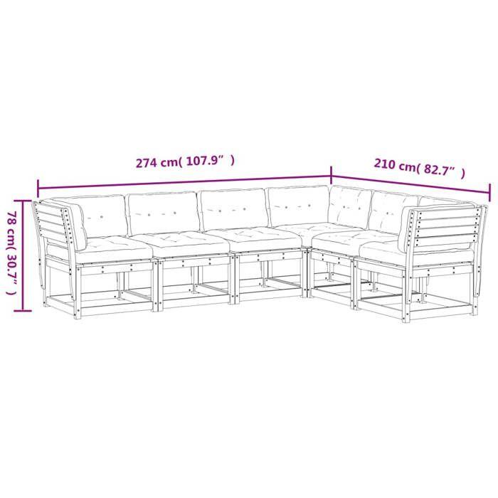 VidaXL Garden Lounge Set with Cushions 6 Pcs, Patio Seating, Furniture Set, Outdoor Terrace Furniture, Wax 3217022