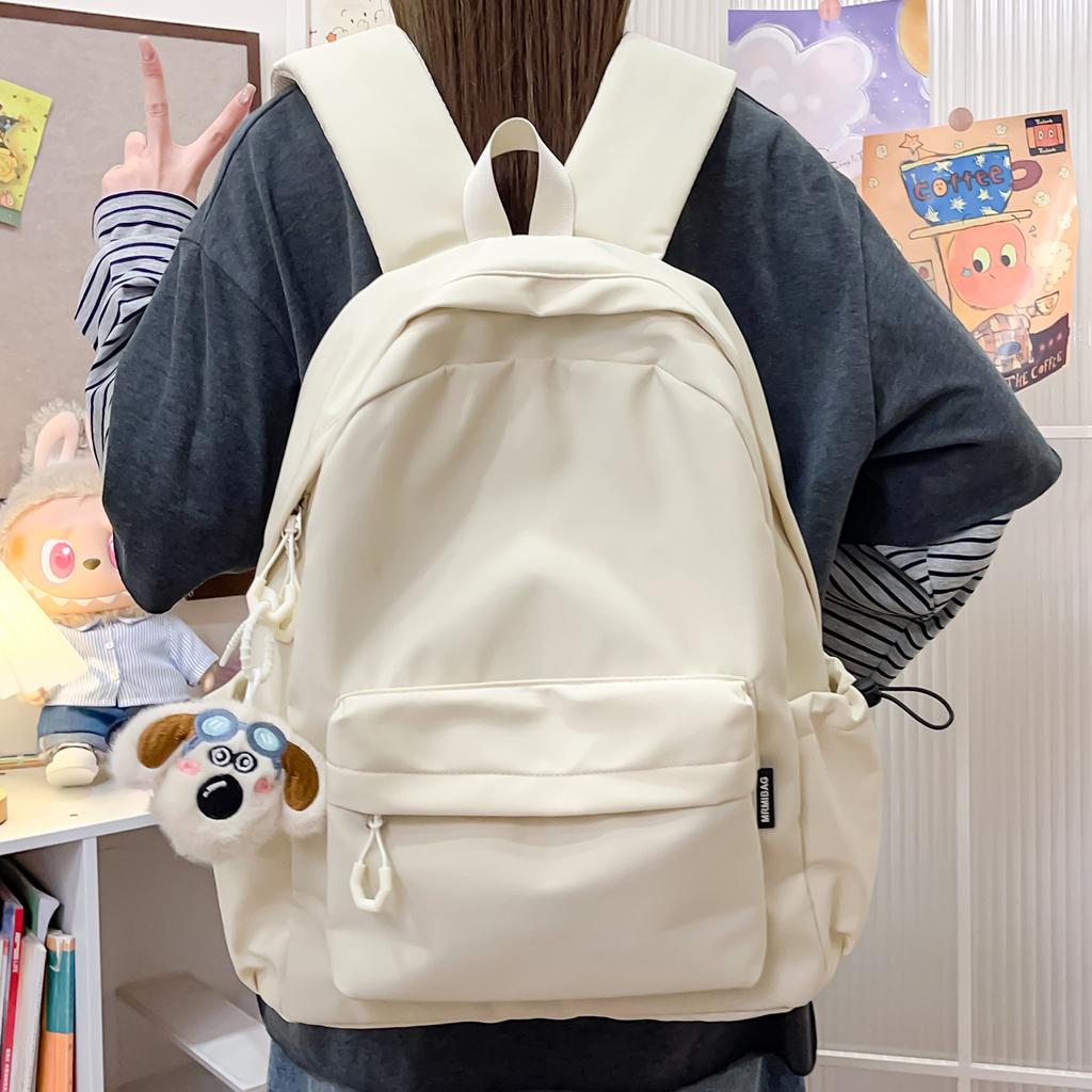 Schoolbag new college student schoolbag female Korean version ins large capacity simple solid color backpack junior high school backpack