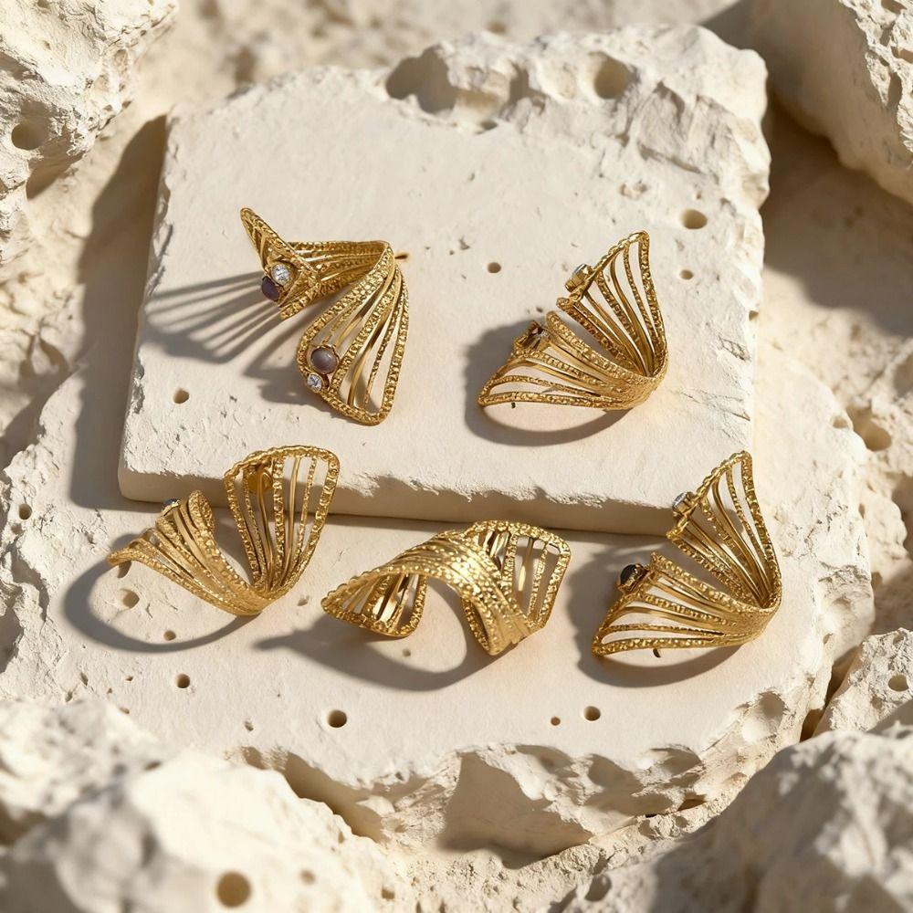 Minimalistisches Design Verstellbarer Ring 18K Goldfarbe Vergoldeter Ring Hohlring Damenschmuck