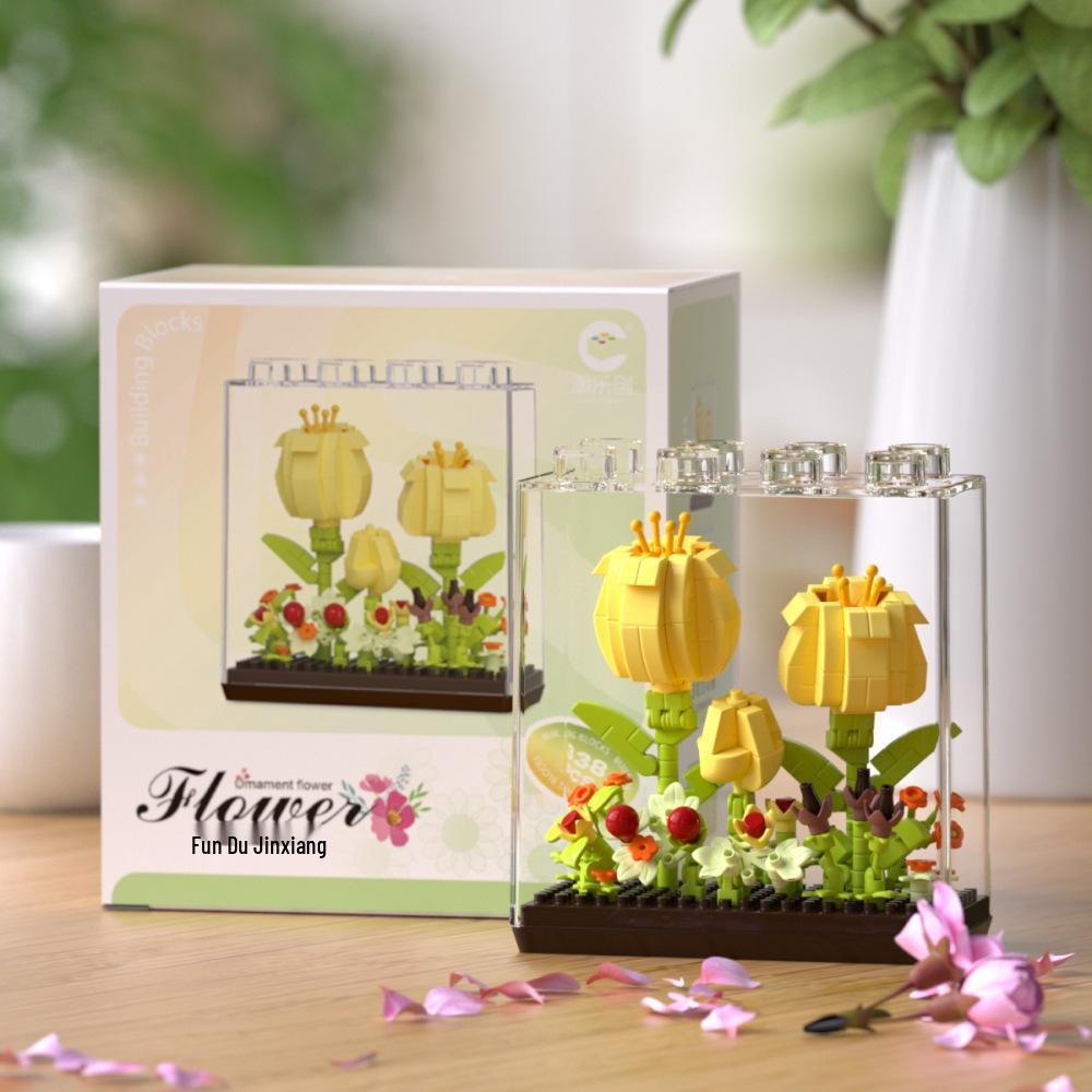 Music Flower Box Compatible Building Blocks Bouquet: Sunflower & Carnation Toy for Children and Teachers