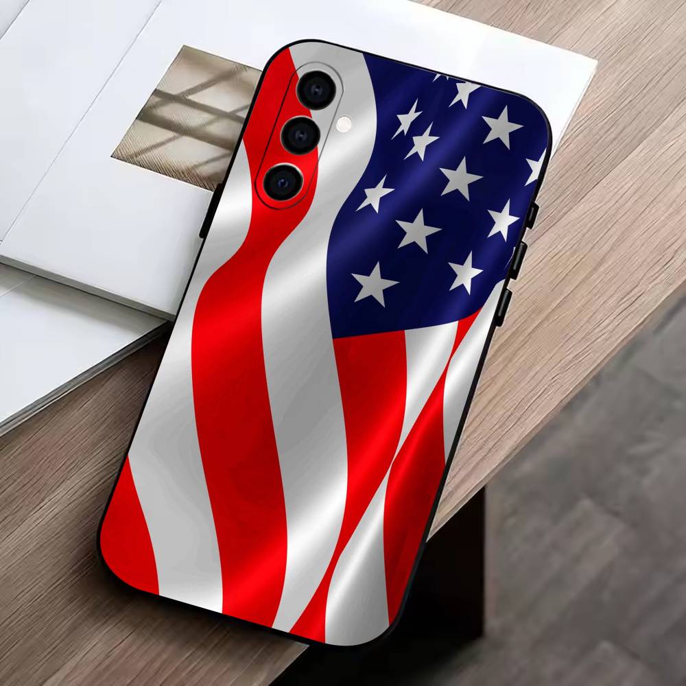 The American flag Phone Case Black Silicone Soft For Samsung Galaxy A73,A72,A71,A70,A53,A52,A51