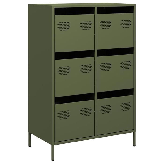 VidaXL Buffet haut vert olive 68x39x101,5 cm acier 851224