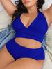 European & American Plus Size Wide Sweetheart Neck Ribbed Bikini Set
