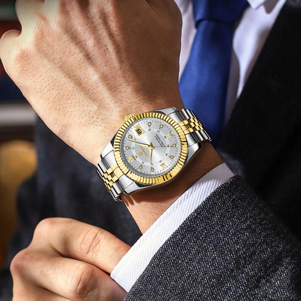 POEDAGAR Luxury Fashion Men Wristwatch Date Waterproof Luminous Man Watch Stainless Steel Business Quartz Men's Watches Gift+Box