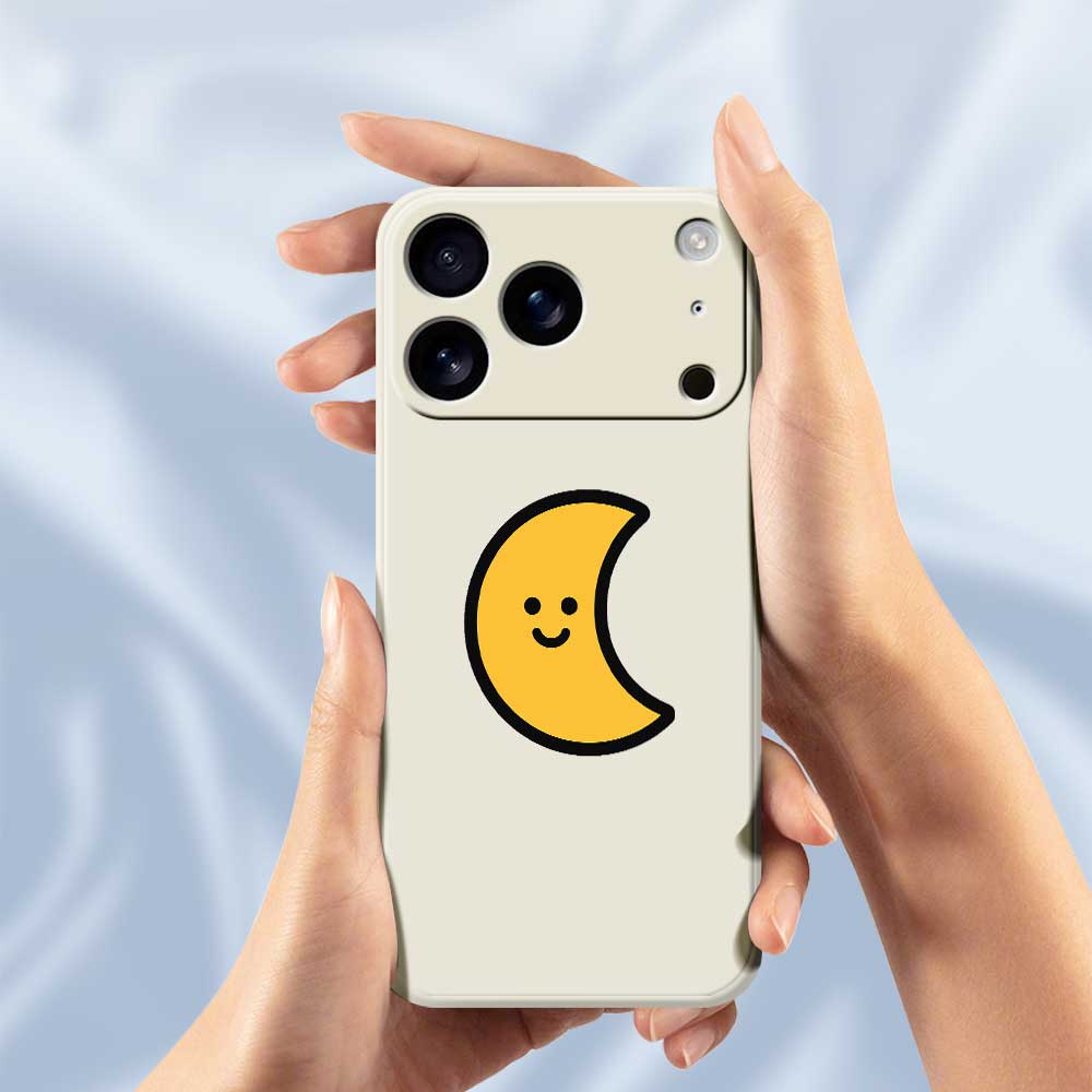 For iPhone 17 Pro Max Case Yellow Moon Pattern Printing Straight Edge TPU Phone Back Cover