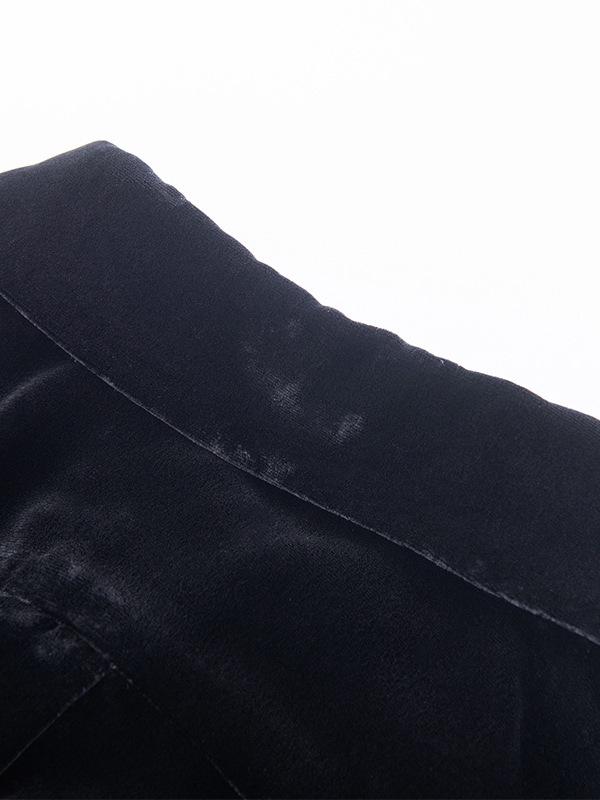 Women's Retro Black Silk Velvet Shirt - Mid-length, Loose-Fit, Perfect for Spring Commutes.