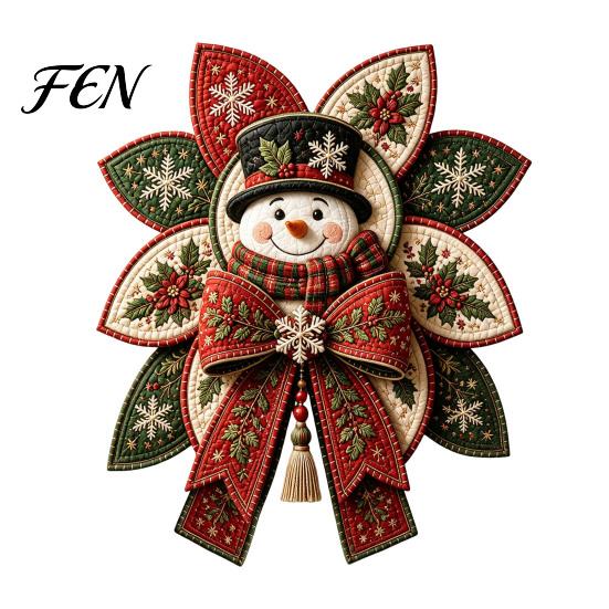 Farmhouse Holiday Decor Diy Christmas Quilt Bow DIY Sewing Kit, 3D Handmade Decorative Ornament, Pre-cut Handcraft Materials Fabric And Step-by-Step