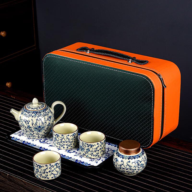 Ru Kiln Enamel Lifting Beam Travel Tea Set