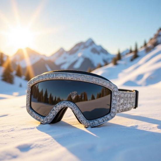 Anello Occhiali da Sci Strass Lucidi Anello da Dito Anello a Tema Sport Invernali 3D Accessorio Gioiello per Cappotto Invernale Regalo per Appassionato di Sci