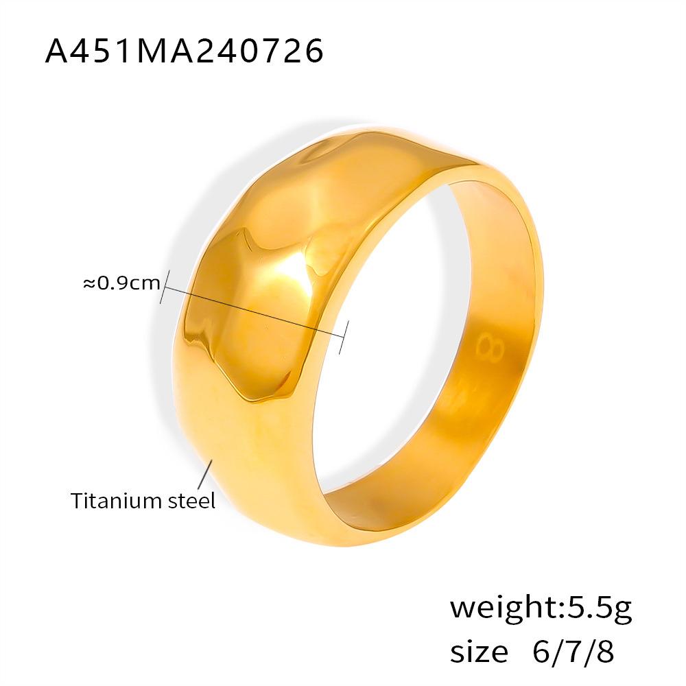 Irregular Rhombus Smooth Ring Niche Cold Wind Design Titanium Steel Plated 18K Gold Jewelry