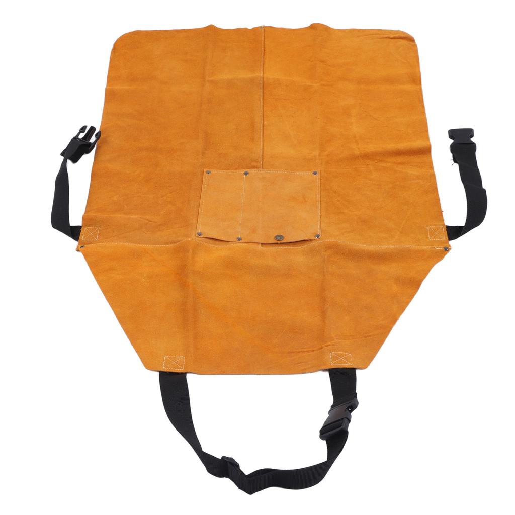 Welding Protective Apron Flame Retardant Wear Resistant Strap Adjustment Leather Work Protective Clothing with Pocket