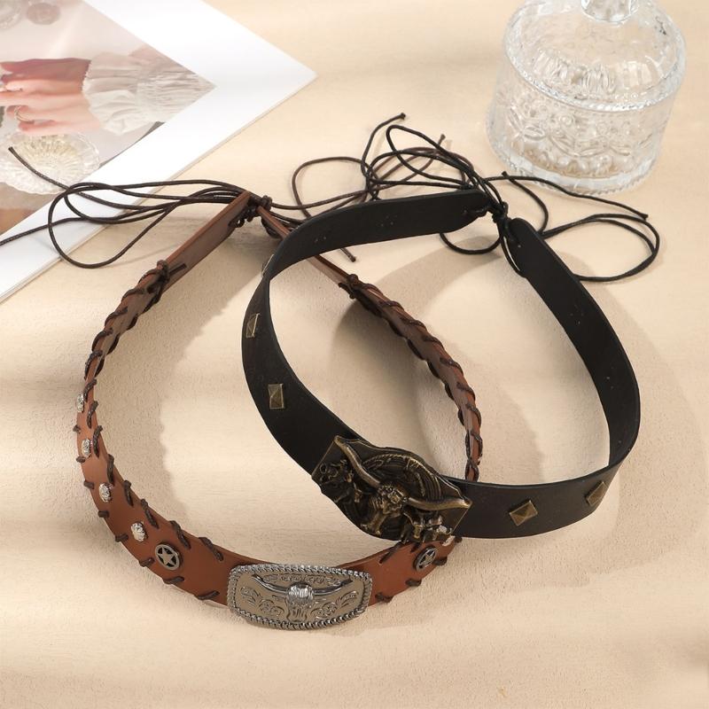 Adjustable PU Belt With Decorative Bull Head buckles For Western Fashion Enthusiasts And Theme Event
