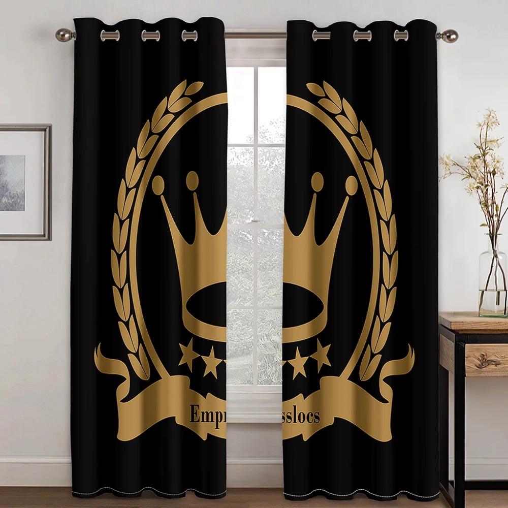 2pcs Pink Queen King Crown Kids Girl Boy Curtains Blinds Window Treatment for Bedroom Office Kitchen Living Room Home Decor Door