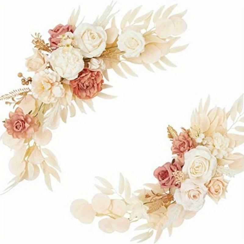 

A pair of white artificial rose flower rows, used for wedding arch flower mirror front flower door decoration, artificial flowers, gifts for friends