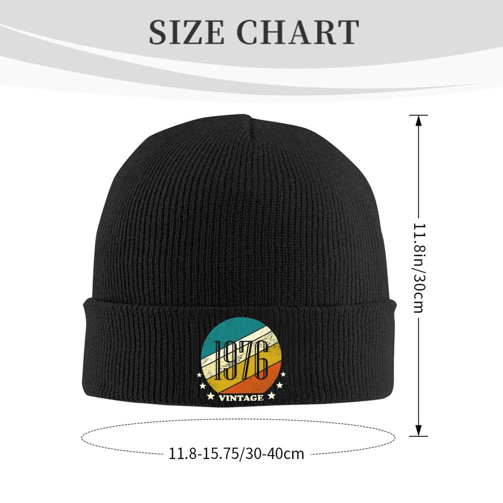 Born in 1976 vintage age 50 years old funny 50th birthday Warm Knit Beanie For Unisex Skull Knitted Hat Cap Bonnet Knit Hat