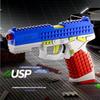 DIY Bricks Assemble USP Soft Bullet Gun Toy Safe Foam Dart Outdoor Shooting Game Toy Perfect Birthday Gifts for Children
