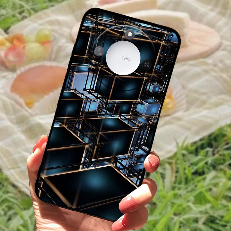 For Huawei Honor X60 Case Flowers Painted Cover Black Silicone Soft TPU Phone Case For Honor X60 Protective Shell Bumper