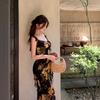 Tea Break French Floral Dress for Women, Summer Mature Slim Hug Camisole Dress, a Stunning and Charming Dress
