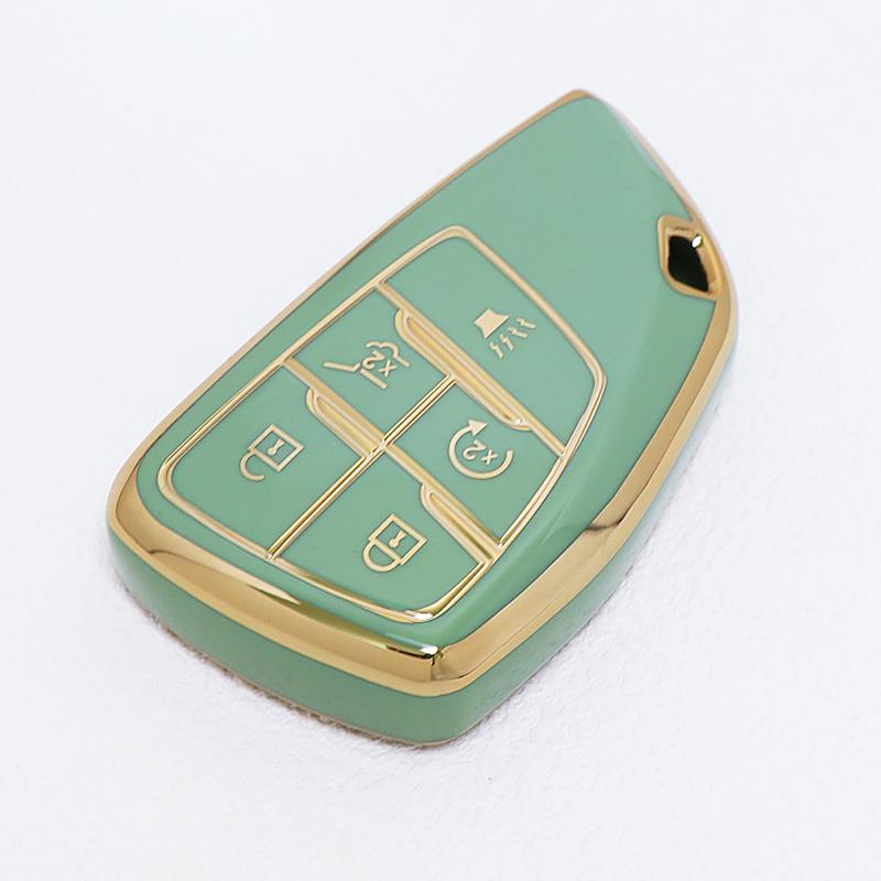 5 Buttons For GMC Yukon Gold Edge TPU Shell for Buick ENVISION S Plus Avenir for Chevrolet Tahoe Suburban Car Key Case Fob Cover