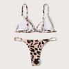 Women Leopard  Print High Waist Two Pieces Bikini Swimwear Swimsuit Beachwear