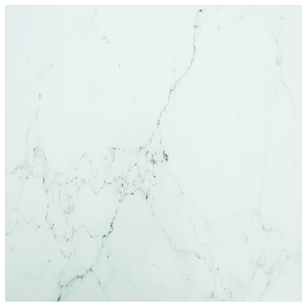 Vidaxl Blat Stołu, Biały, 60X60 Cm, 6 Mm, Szkło Ze Wzorem Marmuru