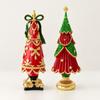 Resin Christmas Tree Figurine Seasonal Tapered Decor with Gold