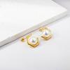 Fashionable Irregular Niche Stainless Steel White Pearl Earrings for Girls' Party Jewelry High-end INS Temperament Birthday Gift