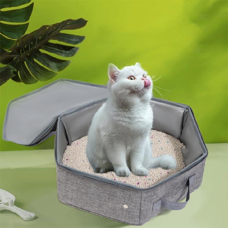 Travel Friendly Foldable Cats Litter Box with Waterproofed Fabric Easyly Clean Multipurpose Litter Box