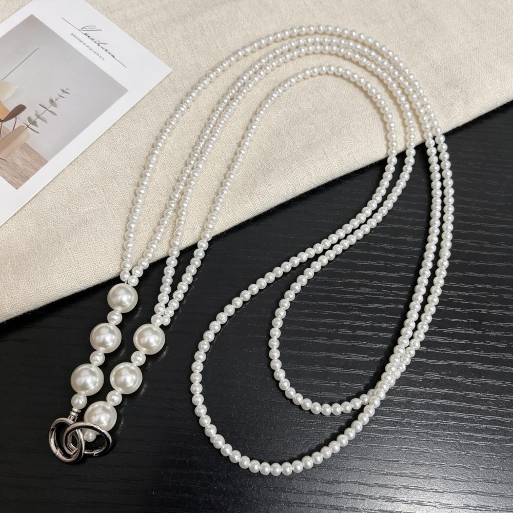 Oblique Span Chain Beaded Shoulder Chain Mobile Phone Lanyard Pearl Pendant Mobile Phone Universal