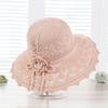 Women's Fringe Edge Crochet Sun Hat Wide Brim UV Protection Summer Hat with Bow Breathable Foldable Beach Hat