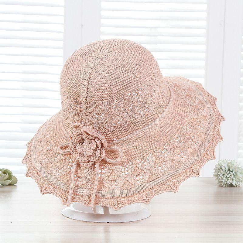 Women's Fringe Edge Crochet Sun Hat Wide Brim UV Protection Summer Hat with Bow Breathable Foldable Beach Hat