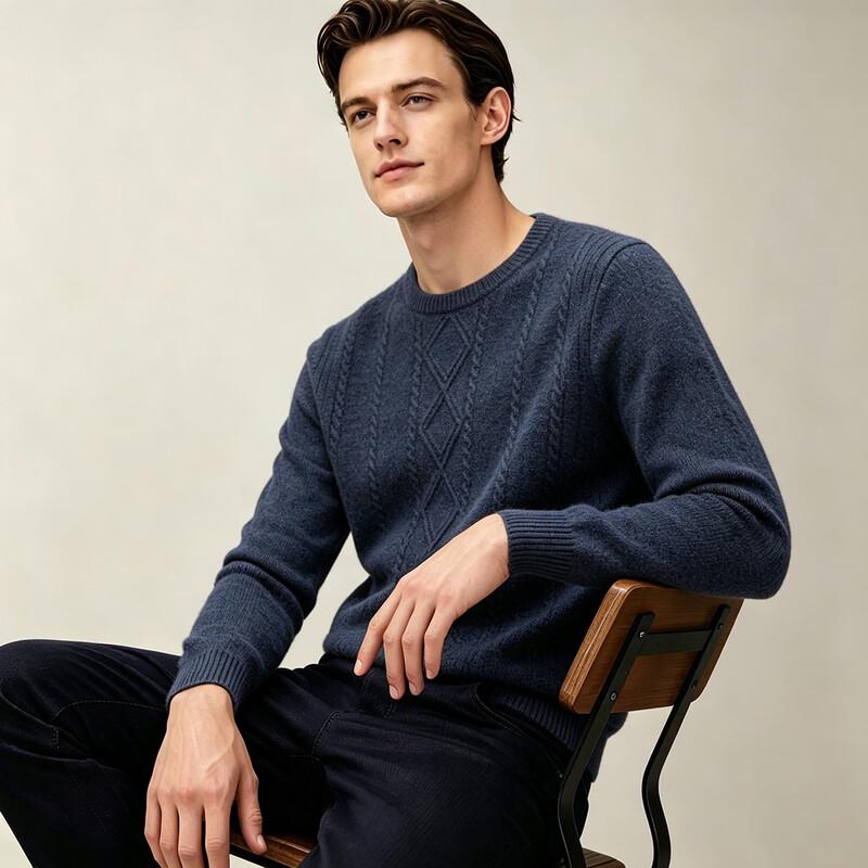 SHANSHAN Men's 100% Merino Wool Pullover Sweater