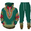 Afrikanischer Dashiki-Hoodie/Anzug für Herren, lässig, 3D-gedruckt, Ethno-Stil, Sweatshirt, Hose, Set für Herren/Damen, Folk-Custom Streetwear-Trainingsanzug