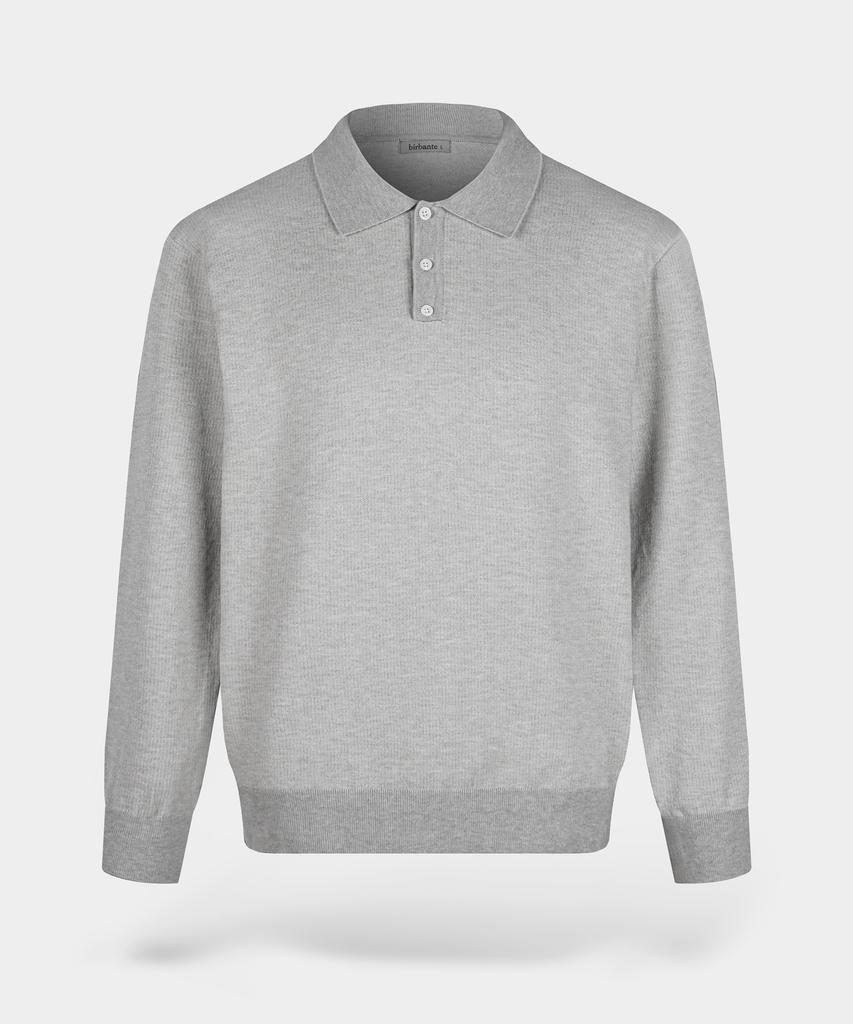 BIRBANTE Soft Washable Two-Tone Collared Knit - Ivory