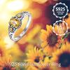 Women's 925 Silver Yellow Synthetic Zircon Ring Elegant Fashion Daisy Inlaid Synthetic Zircon Suitable for Proposal, Engagement, Wedding Ring