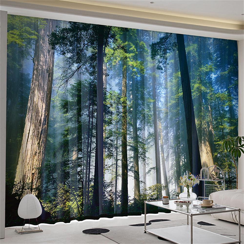 Natural Scenery Forest Landscape Lawn Tree Window Curtains Blinds For Living Room Bedroom Bathroom Kicthen Door Home Decor2Pcs