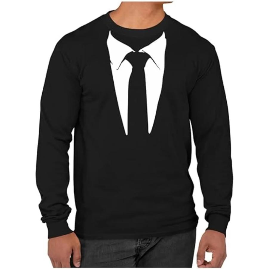Funny Gentleman Suit Graphci Long Sleeve T Shirt For Men Casual Crew Neck Oversized Tee Shirt Tops For Men Clothes Streetwear