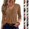 Blusa Casual da Donna con Scollo a V, Stampa Leopardo e Maniche a 3/4, per Uso Quotidiano e Uscite