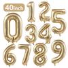 1PCS 40 Inch Large White Gold Light Gold Digital Foil Balloon for Girls' Birthdays Helium Big Number0-9 Balloon Decoration