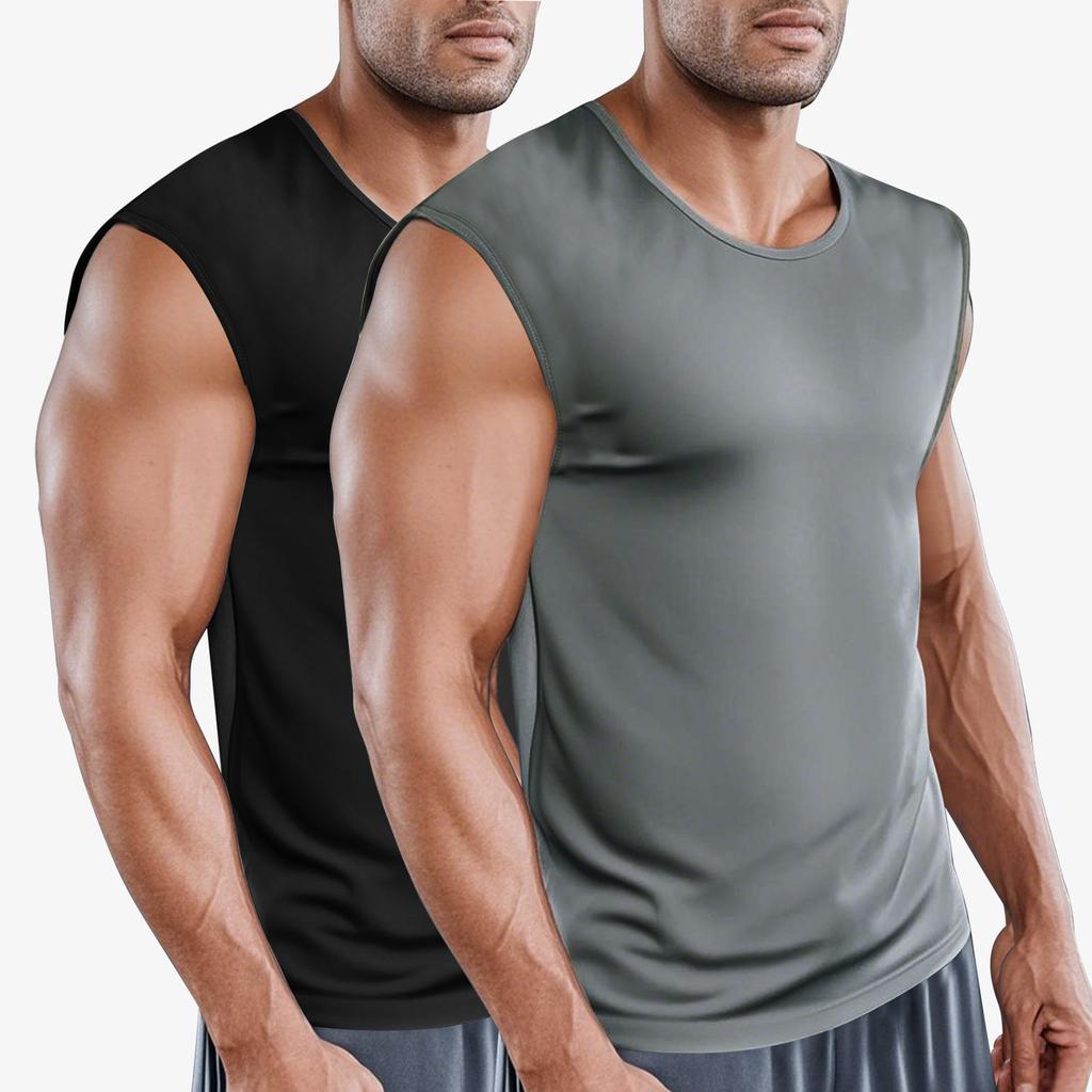 European and American men's sports fitness quick-drying vest summer vest sleeveless bottoming shirt loose type