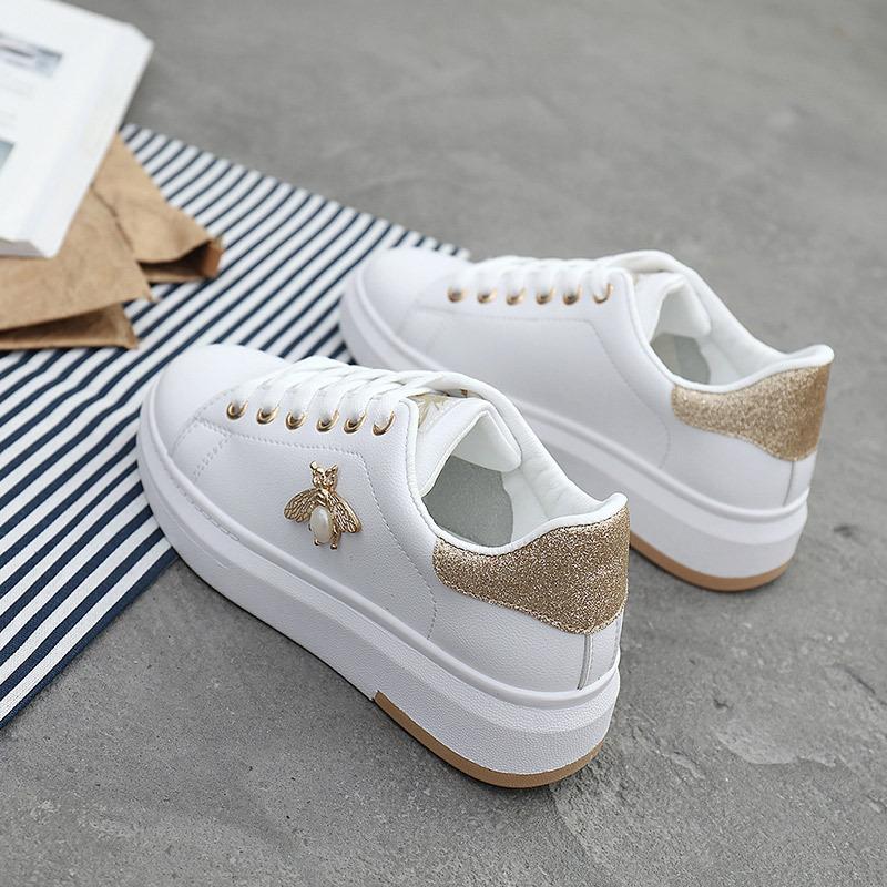 Autumn new leather waterproof student butterfly board shoes lace-up