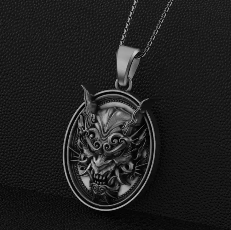 

Men s Personalized Demon Mask Pendant Japanese Samurai Style Punk Pendant Necklace Jewelry Gift
