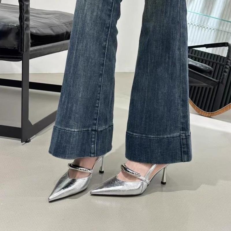 Sandale cu toc la modă Pantofi eleganți cu toc înalt pentru femei Vârf ascuțit Lux 2025 Petrecere Modă Papuci Pompe Rochie Nou Mujer De Sandalias