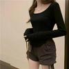 Women's Slim-Fit Irregular Long-Sleeve Top - Trendy Autumn Base Layer